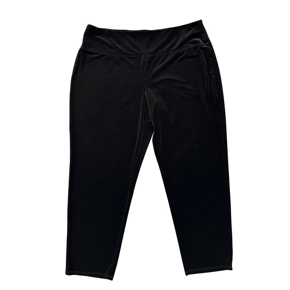J. Jill Wearever Collection Black Velvet Slim Ankle Pants Black XL Dark Romance